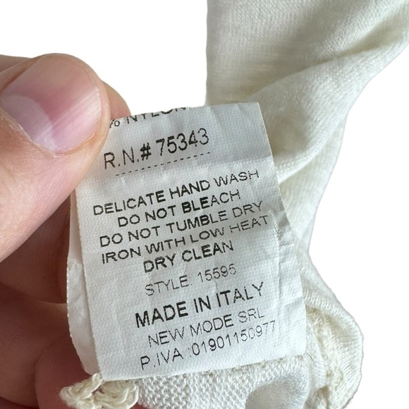 Ambra women’s beige ecru natural short sleeve lace flowy shirt blouse L Italy - Picture 6 of 8